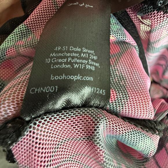 Corset Bustier Tank Top Mesh Magenta Pink Butterfly Print Black Ruffle Hem Sz 8 - Picture 6 of 7